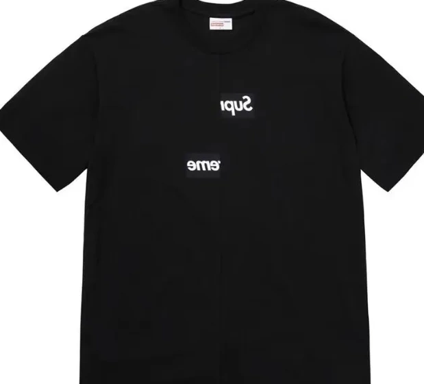 short and black and 18FW disassembly sleeved splicing misaligned T-shirt S-XL white 0823